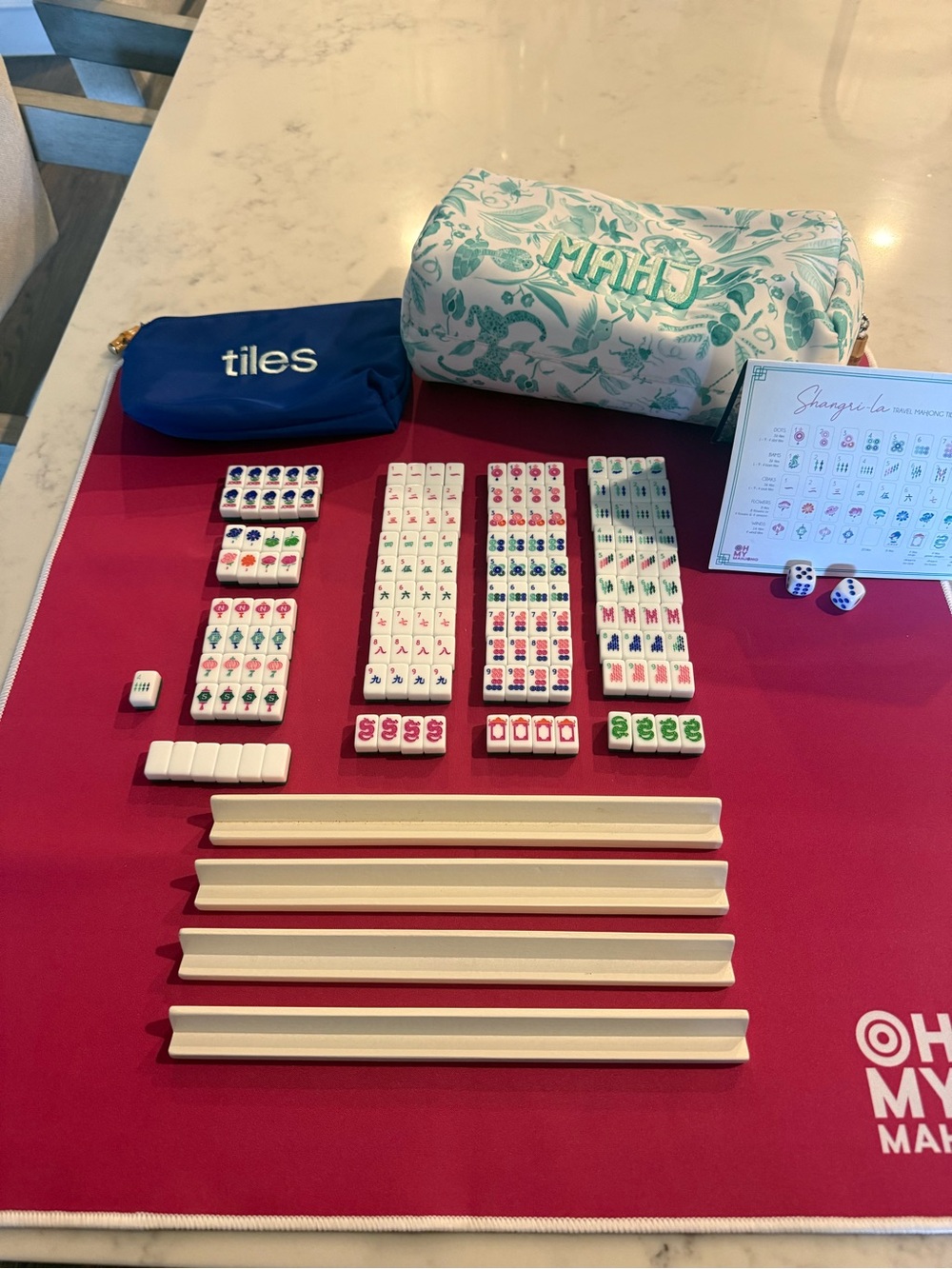 Travel tiles palm beach Mahjong Set with Teal Case - oh my mahjong